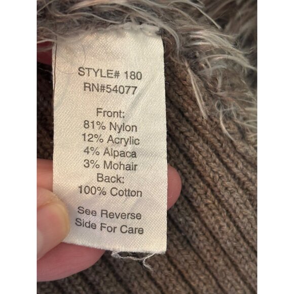 CAbi Womens Faux Fur Alpaca Mohair Blend Vest Brown Ribbed Knit Back - Picture 5 of 8